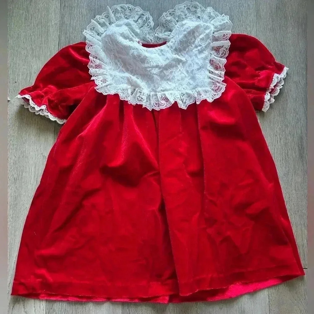 Vintage Velvet Red Girls Christmas/ Holiday Dress